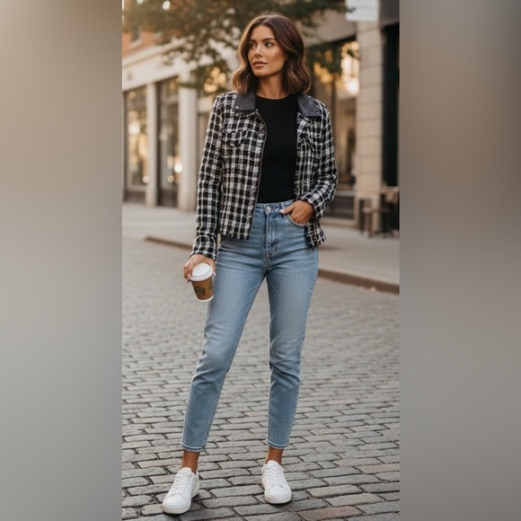 Karl Lagerfeld Jackets & Blazers - Karl Lagerfeld Black and White Checkered Jacket